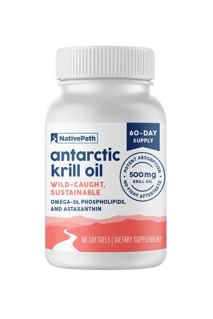 NativePath Antarctic Krill Oil - Wild-Caught Omega 3 Krill Oil 500mg Softgels with EPA, DHA and Astaxanthin - Supplement for Joint, Hear - PrimeBioHealth - canada supplements