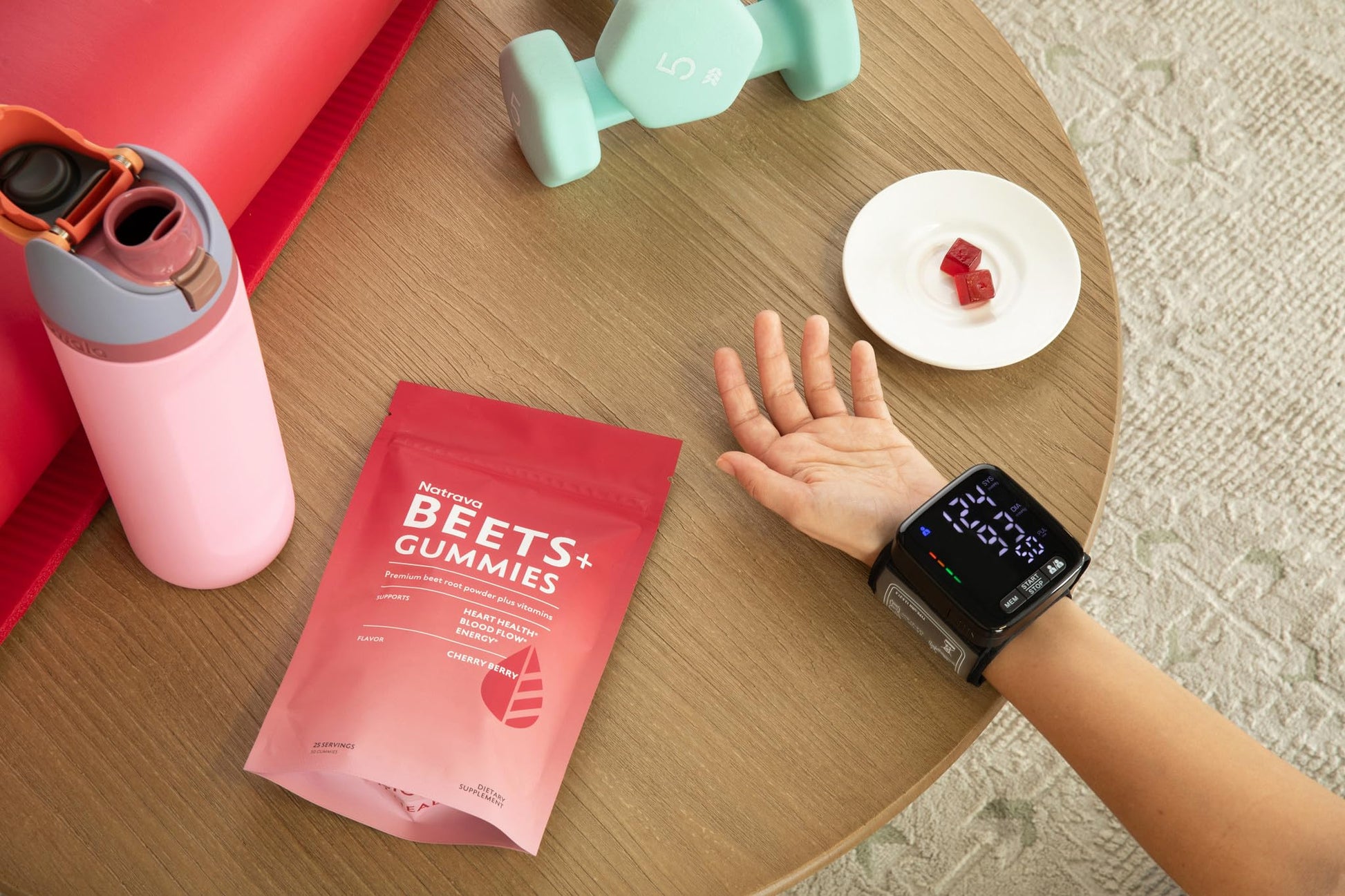 Natrava Beets+ Gummies - Premium Beet Root Powder, Grape Seed Extract and Vitamin C - Supports Healthy Blood Pressure and Heart Health - Low Sugar Nitric Oxide and Circulation Supplement - 50 Gummies - PrimeBioHealth - canada supplements