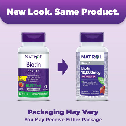 Natrol Biotin 10000mcg, 4X Faster Dissolve Supplement for Healthy Hair, Skin and Nails for Those Low in Biotin, Plus Energy Metabolism Support - PrimeBioHealth - canada supplements