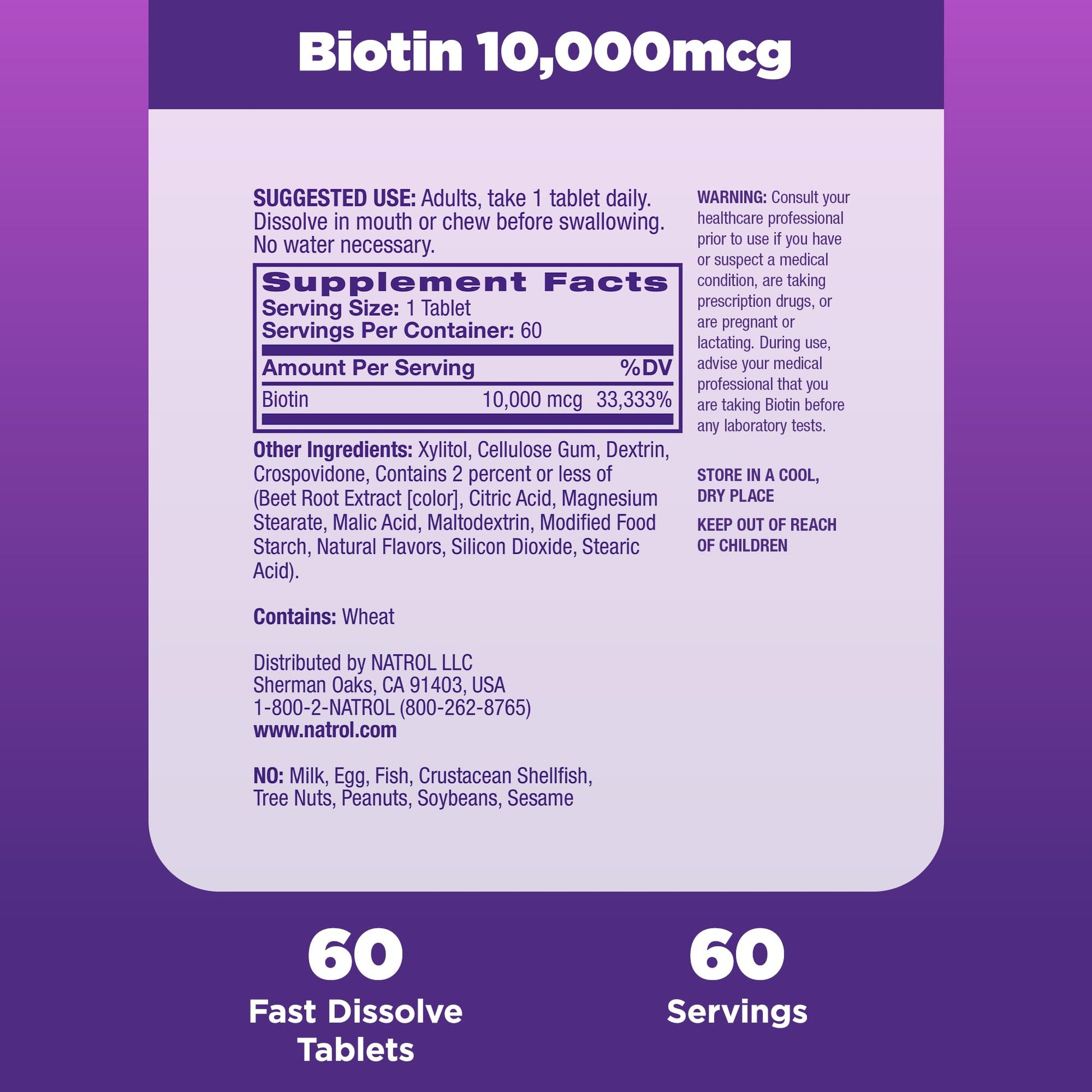 Natrol Biotin 10000mcg, 4X Faster Dissolve Supplement for Healthy Hair, Skin and Nails for Those Low in Biotin, Plus Energy Metabolism Support - PrimeBioHealth - canada supplements