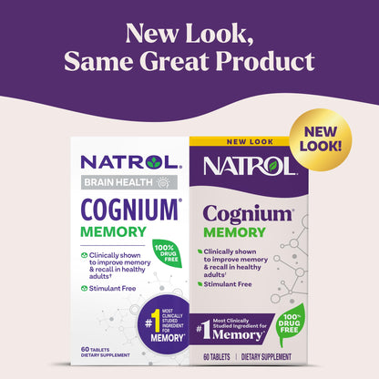 Natrol Cognium Memory, Brain Health Supplements for Adults, Brain Memory Supplements, Enhances Mental Agility in Healthy Adults, - PrimeBioHealth - canada supplements