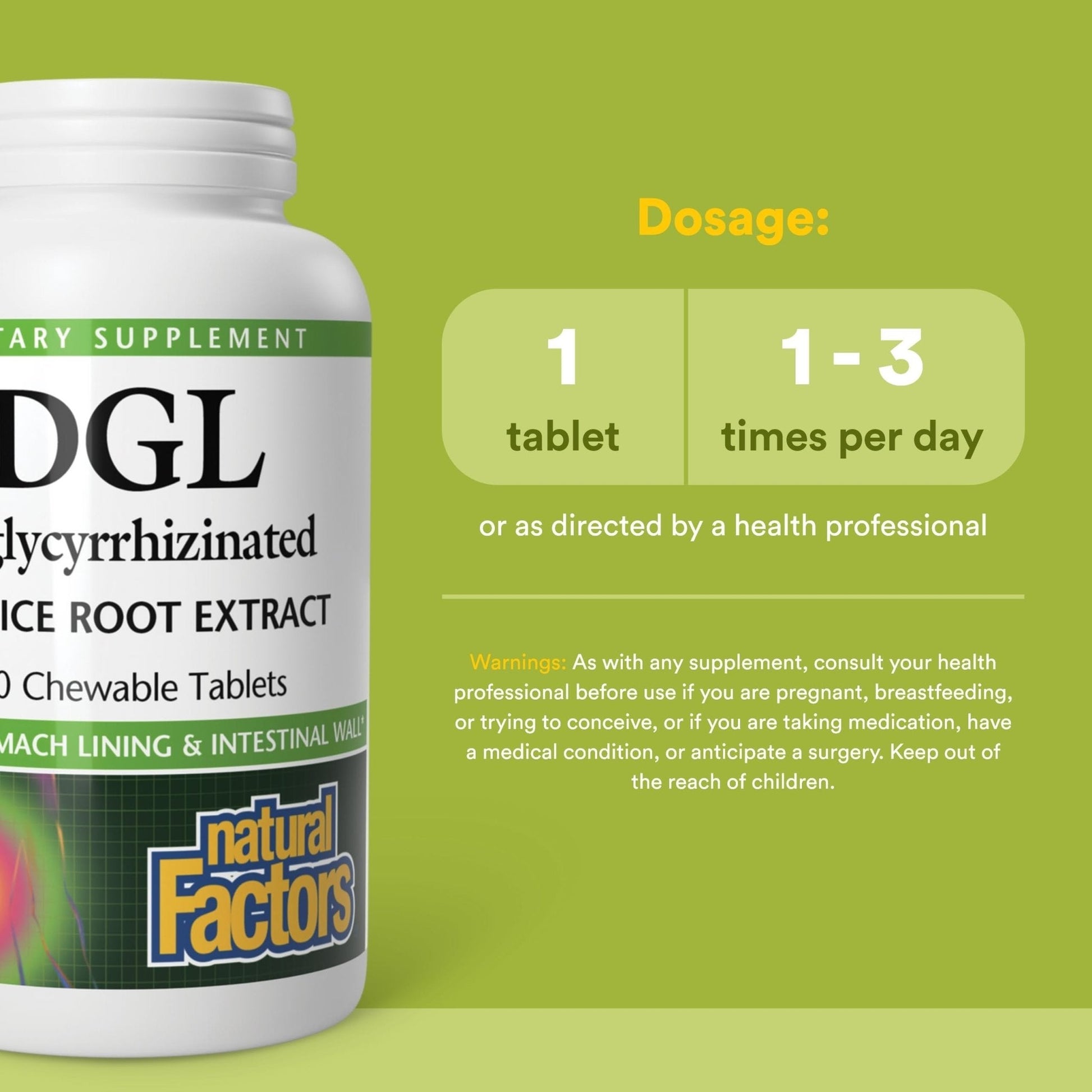 Natural Factors DGL Chewable - Digestive Support Supplement with Licorice Root Extract - Chewable Tablets Support Stomach Lining & Health - Non-GMO & Gluten-Free - PrimeBioHealth - canada supplements