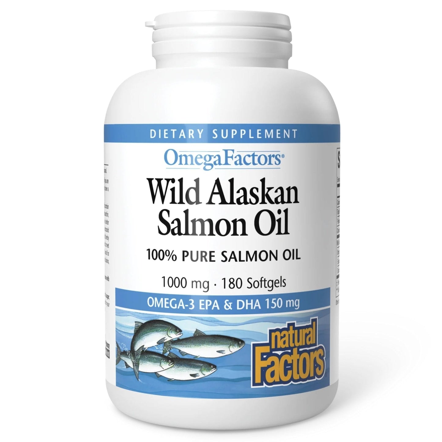 Natural Factors Wild Alaskan Salmon Oil Provides Omega-3, EPA, DHA & Vitamin D, Supports Brain & Heart Health, 180 Softgels - PrimeBioHealth - canada supplements