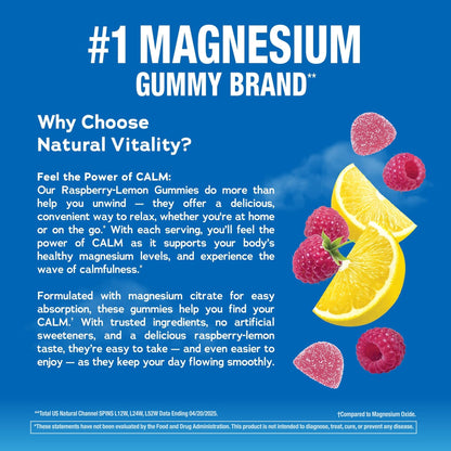 Natural Vitality Calm, Magnesium Citrate Supplement, Stress Relief Gummies, Supports a Healthy Response to Stress, Gluten Free - PrimeBioHealth - canada supplements