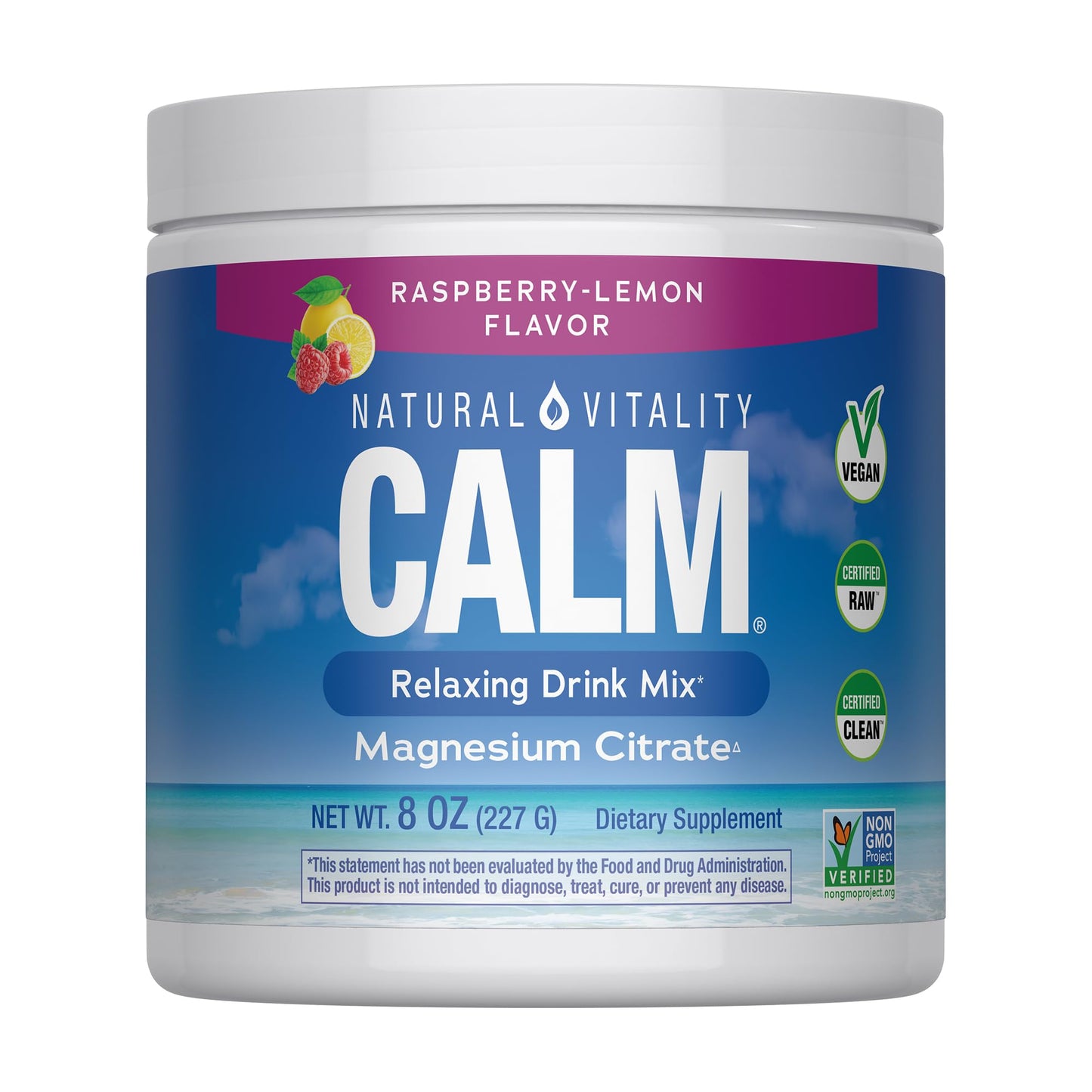 NATURAL VITALITY Raspberry Lemon Calm Magnesium Drink Mix, 8 OZ - PrimeBioHealth - canada supplements