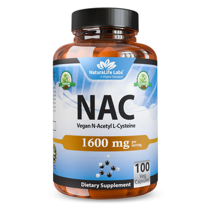NaturaLife Labs N-Acetyl-L-Cysteine (NAC) 1600 mg – 100 Capsules - Vegan, Non-GMO & Gluten-Free - PrimeBioHealth - canada supplements