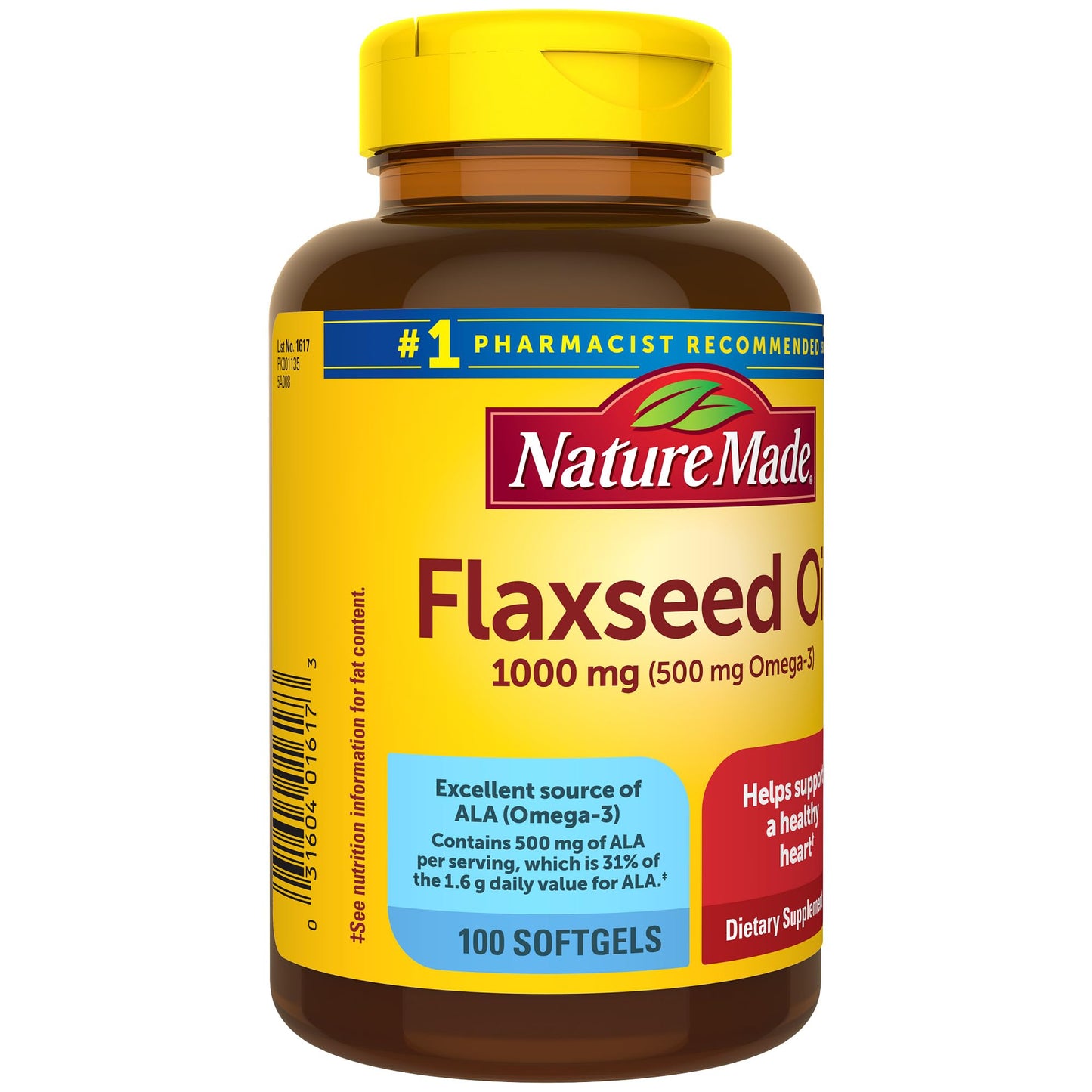 Nature Made Flaxseed Oil 1000 mg, Fish Free Omega 3 Supplement, Dietary Supplement for Heart Health Support, 100 Softgels, 100 Day Supply - PrimeBioHealth - canada supplements