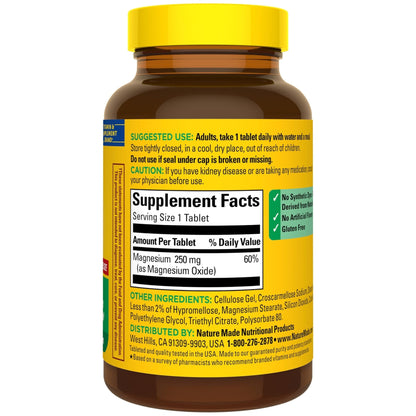 Nature Made Magnesium Oxide 250 mg, Magnesium Supplements for Men and Women, Support for Muscle, Heart - PrimeBioHealth - canada supplements