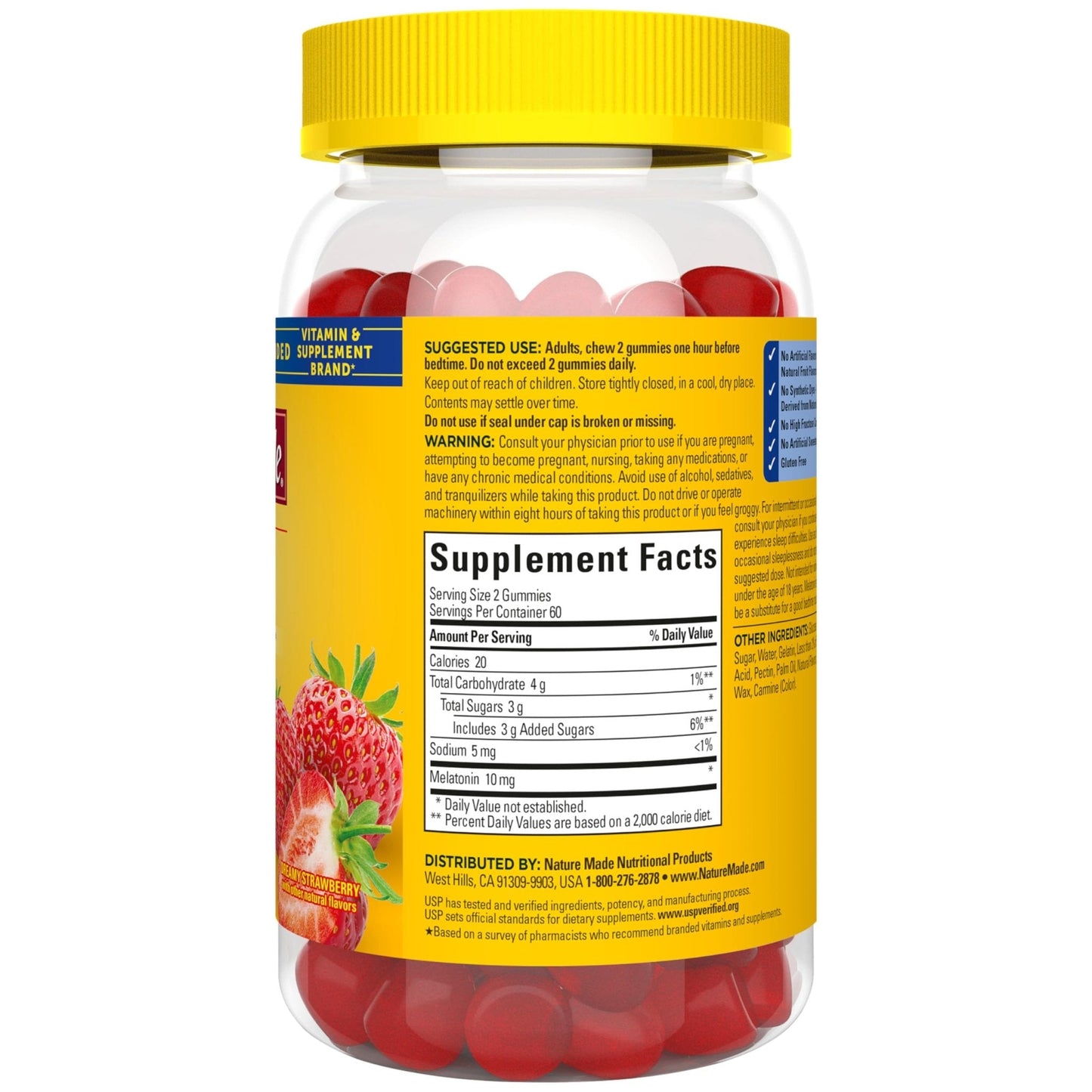 Nature Made Melatonin 10 mg per serving Gummies, Sleep Gummies for Adults Maximum Strength Dosage, 100% Drug Free Sleep Aid - PrimeBioHealth - canada supplements