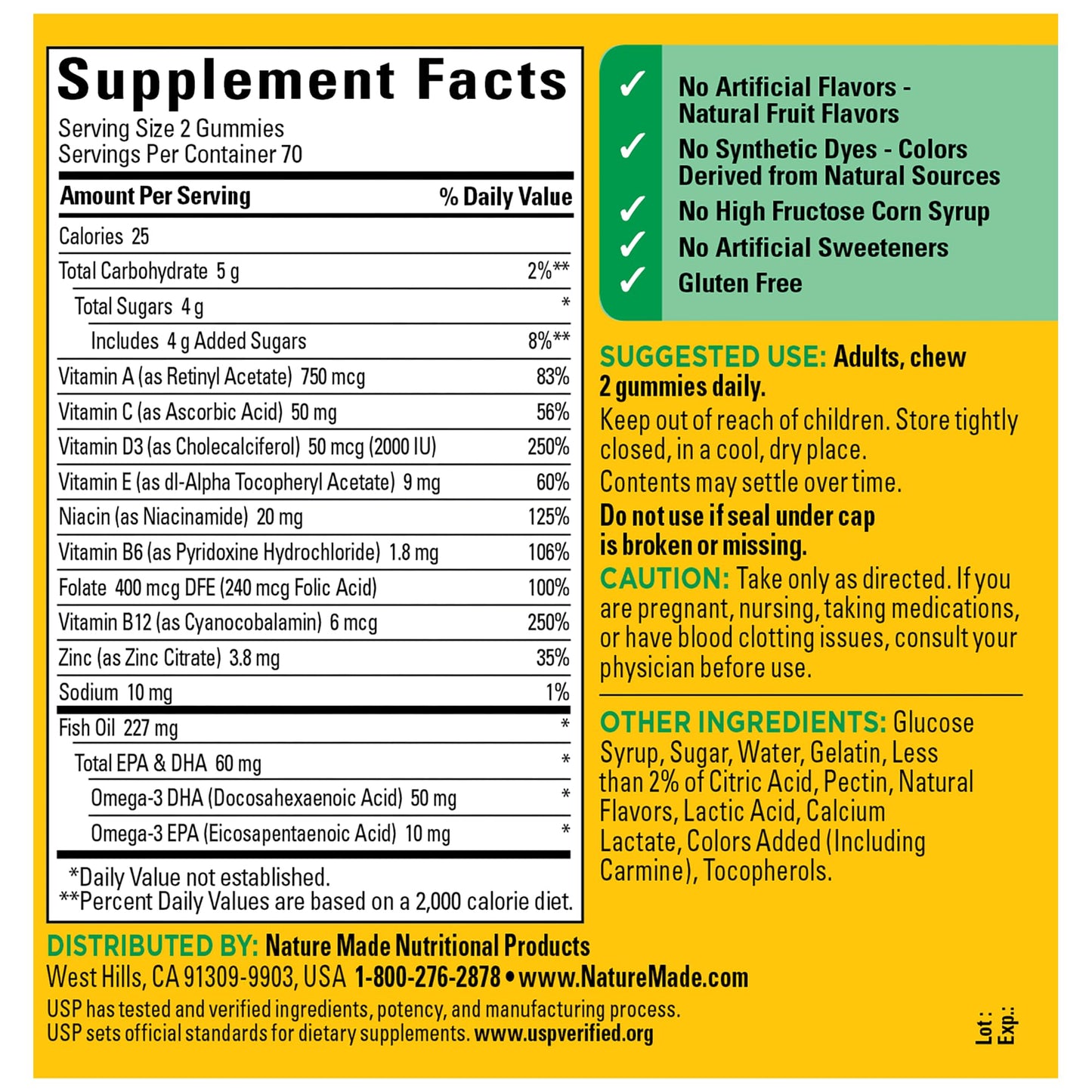 Nature Made Multivitamin + Omega-3, Multivitamin Gummies for Women and Men, Daily Nutritional Support, 140 Adult Gummy Vitamins - PrimeBioHealth - canada supplements