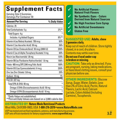 Nature Made Multivitamin + Omega-3, Multivitamin Gummies for Women and Men, Daily Nutritional Support, 140 Adult Gummy Vitamins - PrimeBioHealth - canada supplements