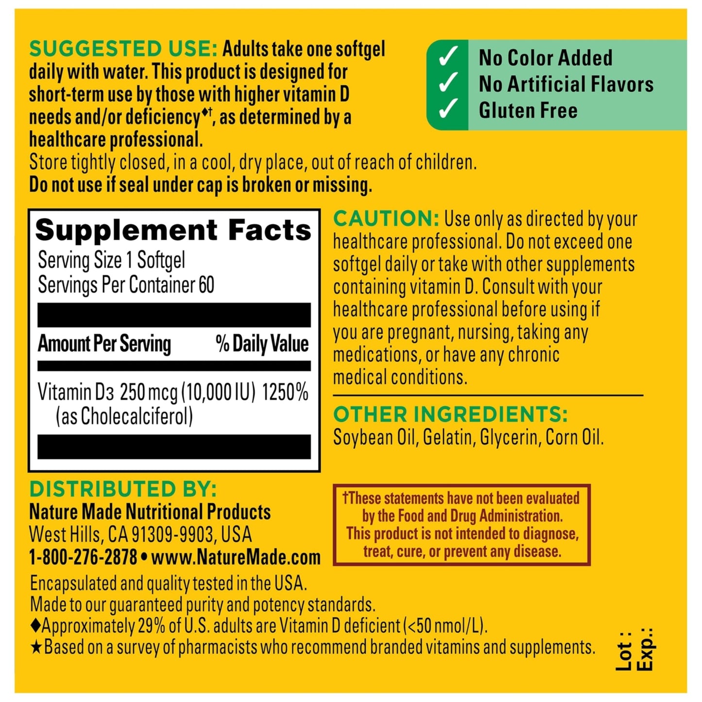 Nature Made Vitamin D3 10000 IU (250 mcg) Maximum Strength, Vitamin D Supplement for Bone and Immune Health Support - PrimeBioHealth - canada supplements