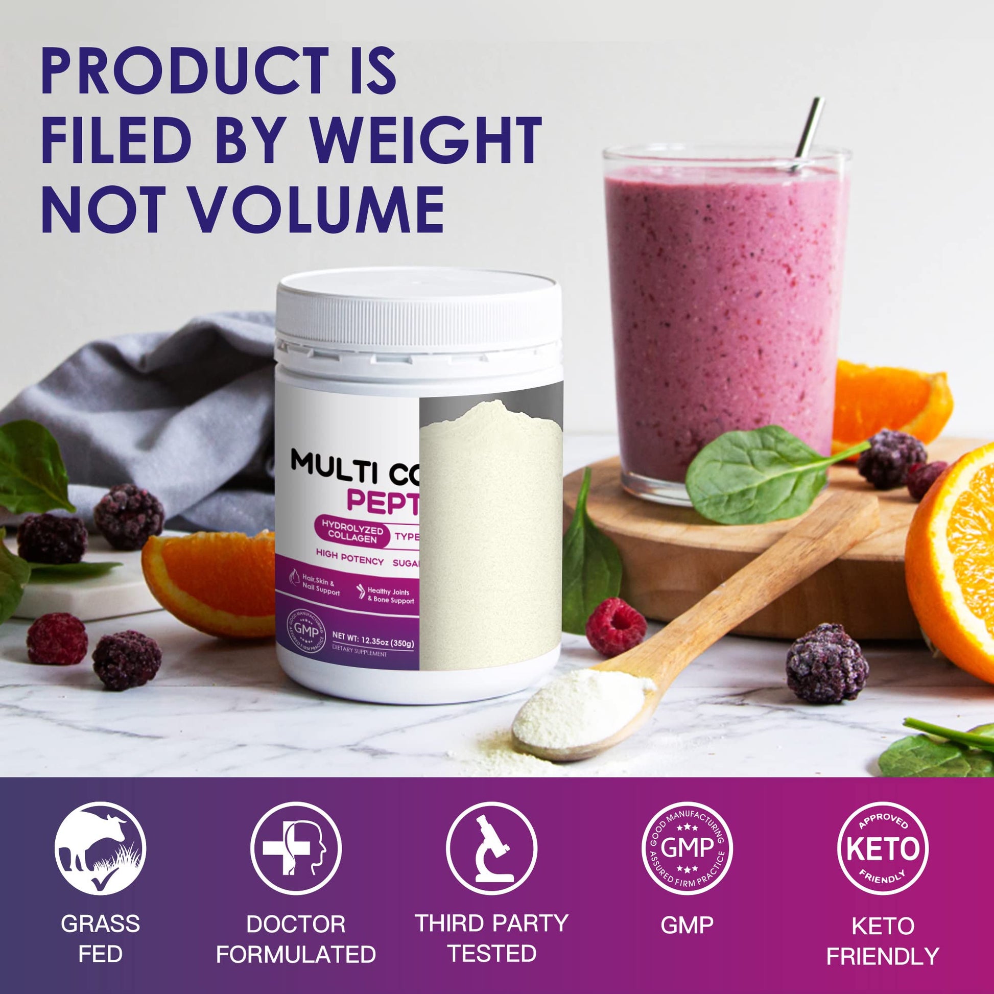 NATURE TARGET Multi Collagen Peptides Powder - Type I, II, III, V, X - Hydrolyzed Collagen Peptides with Vitamin C Hyaluronic Acid, Supports Skin Hair Nail & Joint - PrimeBioHealth - canada supplements