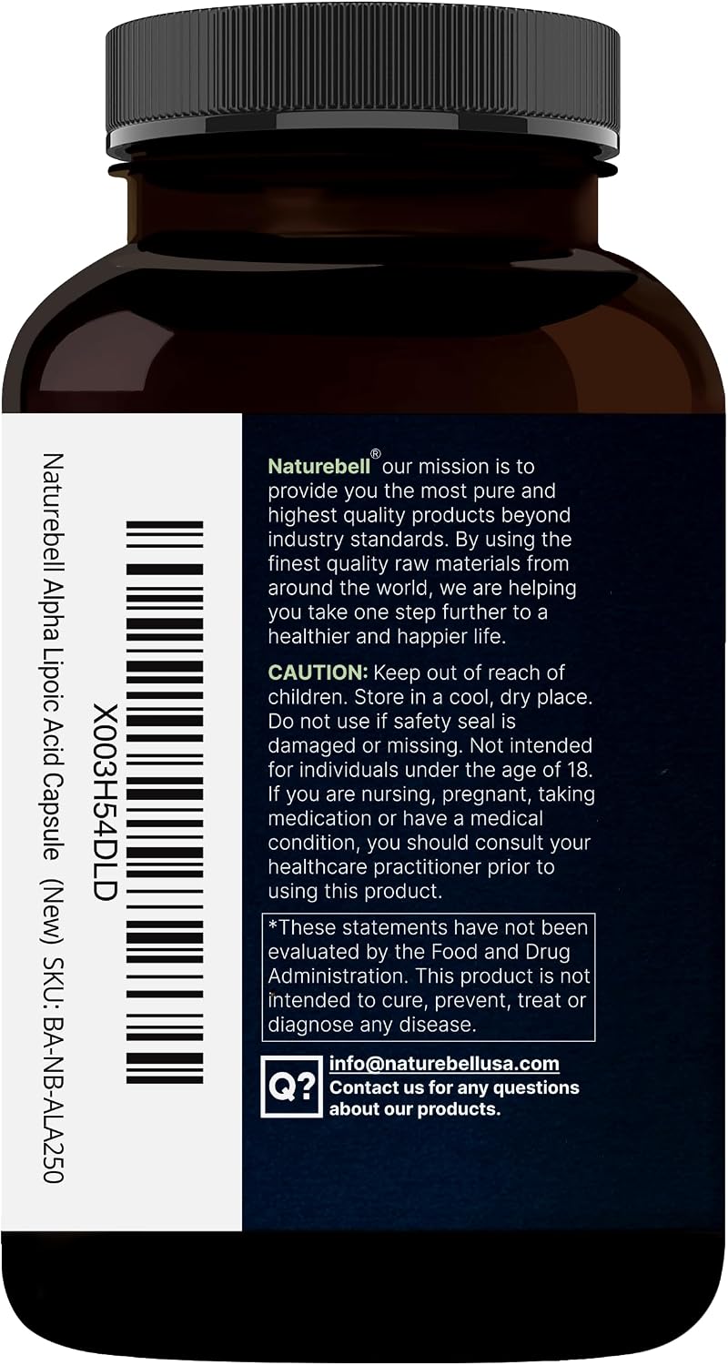 NatureBell Alpha Lipoic Acid Complex, 600mg, 300 Capsules | 4-in-1 Myelinctin Formula with R-ALA, S-ALA, Thiamine & Benfotiamine | High Absorption & Antioxidant Support | Non-GMO, Gluten-Free - PrimeBioHealth - canada supplements