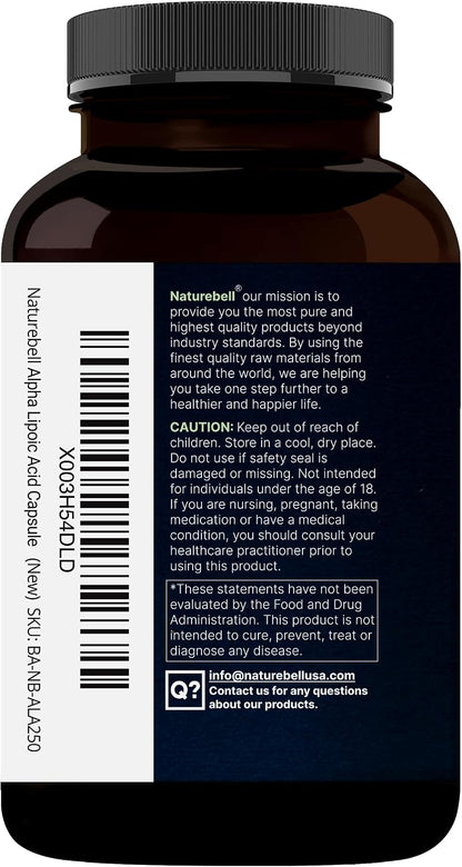 NatureBell Alpha Lipoic Acid Complex, 600mg, 300 Capsules | 4-in-1 Myelinctin Formula with R-ALA, S-ALA, Thiamine & Benfotiamine | High Absorption & Antioxidant Support | Non-GMO, Gluten-Free - PrimeBioHealth - canada supplements