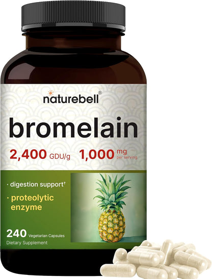 NatureBell Bromelain, 1,000mg Per Serving, 240 Veggie Capsules | 2,400 GDU – Digestive Enzymes & Joint Support Supplement – Proteolytic Enzymes for Digestion, Fresh Pineapple Source – Non-GMO - PrimeBioHealth - canada supplements