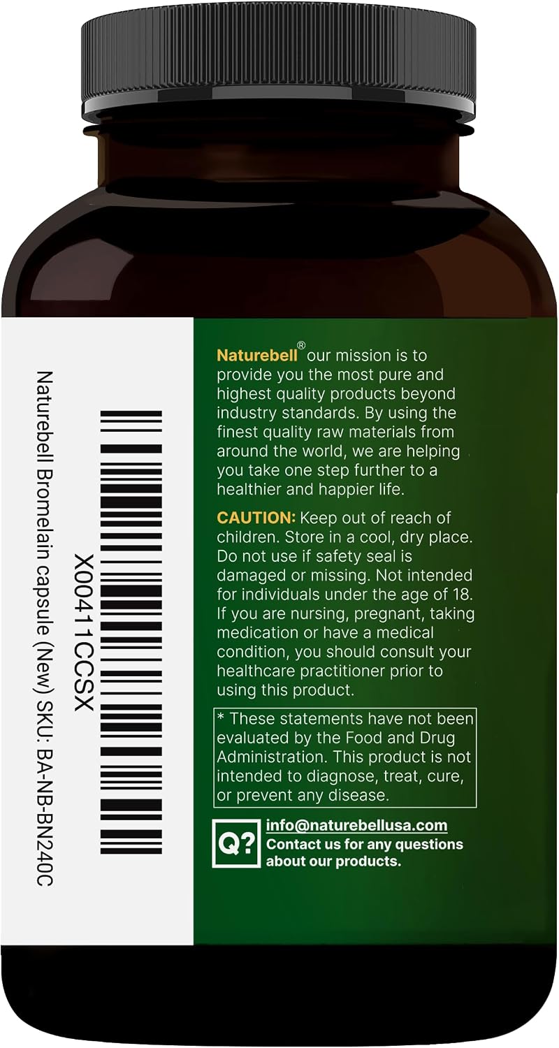 NatureBell Bromelain, 1,000mg Per Serving, 240 Veggie Capsules | 2,400 GDU – Digestive Enzymes & Joint Support Supplement – Proteolytic Enzymes for Digestion, Fresh Pineapple Source – Non-GMO - PrimeBioHealth - canada supplements