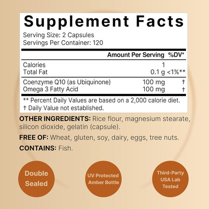 NatureBell CoQ10 100mg with Omega 3, 240 Capsules | Stable High Absorption Form – Antioxidant Support for Heart & Energy Health – Extra Strength Coenzyme Q10 Supplement - PrimeBioHealth - canada supplements