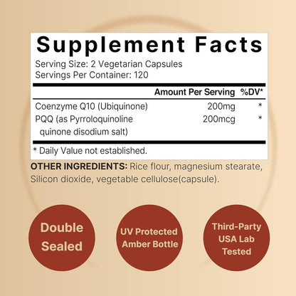 NatureBell CoQ10 200mg with PQQ, 240 Veggie Capsules | Stable High Absorption Form – Antioxidant Support for Heart, & Energy Health – Extra Strength Coenzyme Q10 Supplement - PrimeBioHealth - canada supplements