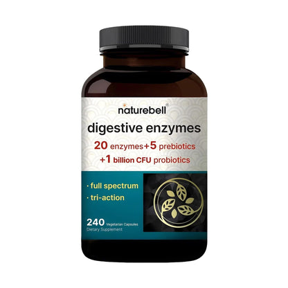 NatureBell Digestive Enzymes - 240 Capsules - Gut & Digestive Health Support Supplement* - with 20 Enzymes, - PrimeBioHealth - canada supplements