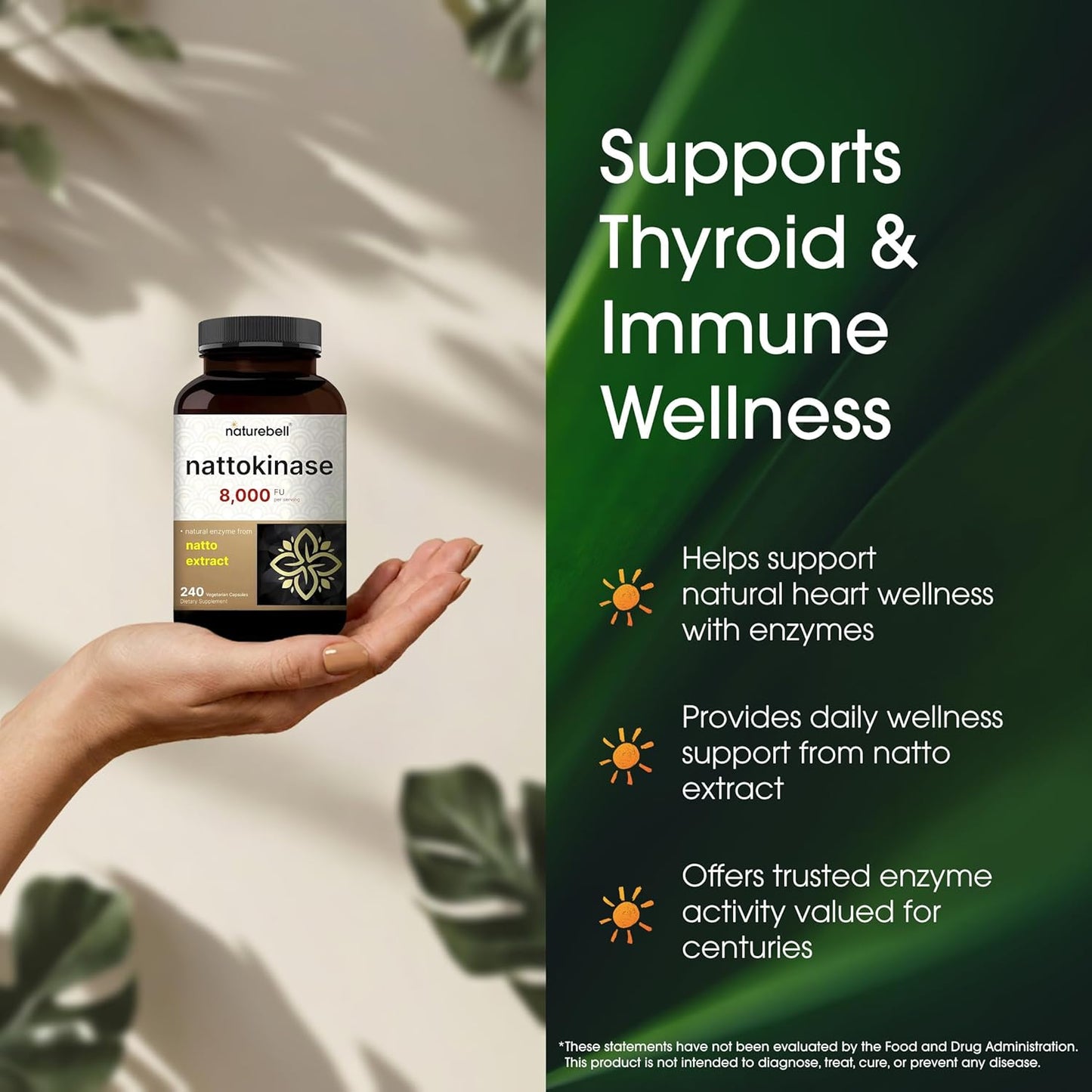 NatureBell Nattokinase - 240 Capsules - 8,000 FU Max Strength from Fermented Natto Extract - for Heart Health, Healthy Circulation & Daily Wellness Support* - PrimeBioHealth - canada supplements
