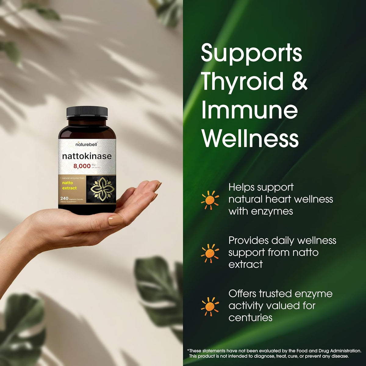 NatureBell Nattokinase - 240 Capsules - 8,000 FU Max Strength from Fermented Natto Extract - for Heart Health, Healthy Circulation & Daily Wellness Support* - PrimeBioHealth - canada supplements