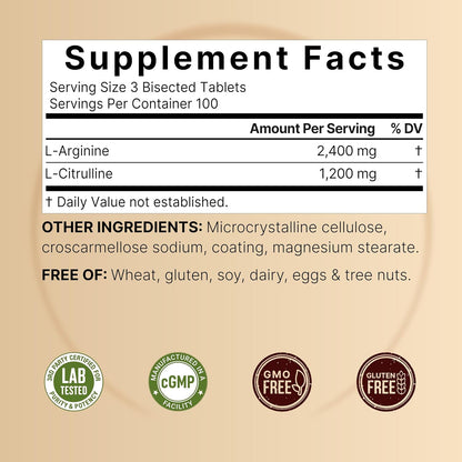NatureBell Nitric Oxide Supplement for Men & Women – Pre-Workout Formula with L-Arginine & L-Citrulline – 3,600mg, 300 Bisected Tablets (100 Servings) – Max Strength – Non-GMO, Gluten Free* - PrimeBioHealth - canada supplements