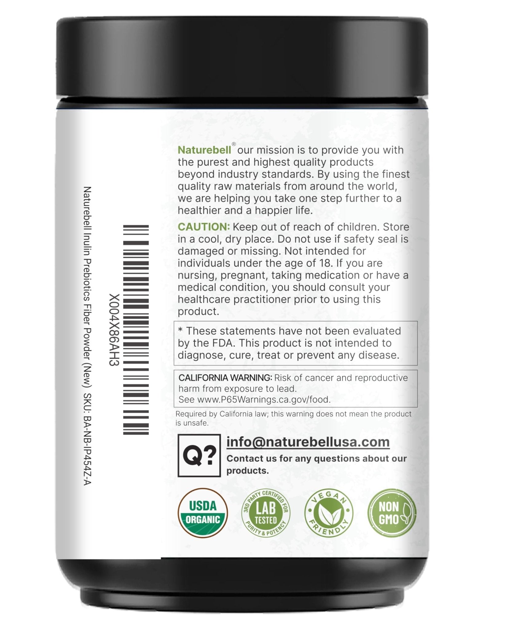 NatureBell Organic Inulin Prebiotic Fiber Powder, 1lb | Natural Chicory Root Source – Easily Mixes with Coffee or Smoothies – Fiber Supplement for Women & Men - PrimeBioHealth - canada supplements