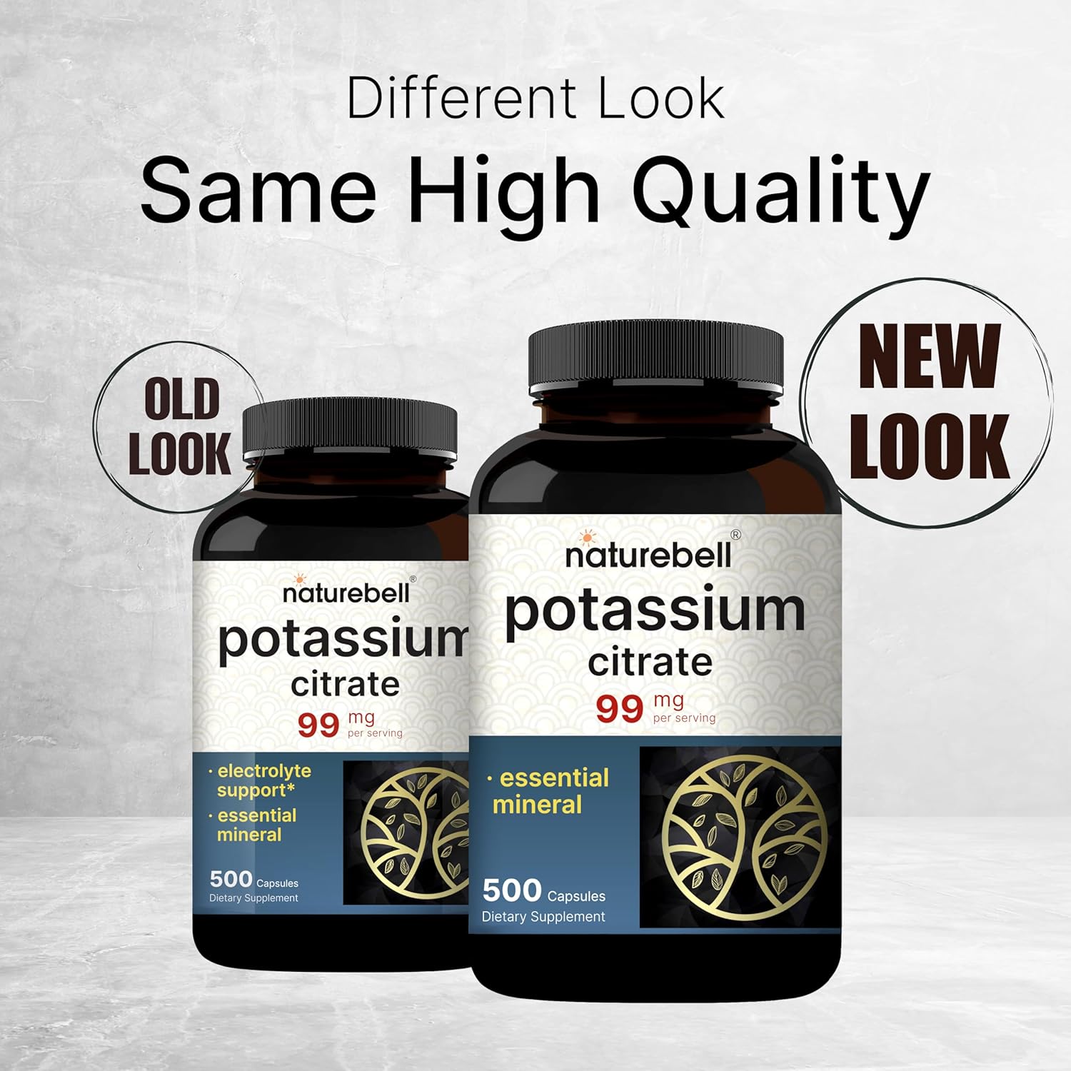 NatureBell Potassium Citrate 99mg, 500 Capsules - Chelated Mineral Supplements - Non-GMO, Gluten Free - PrimeBioHealth - canada supplements