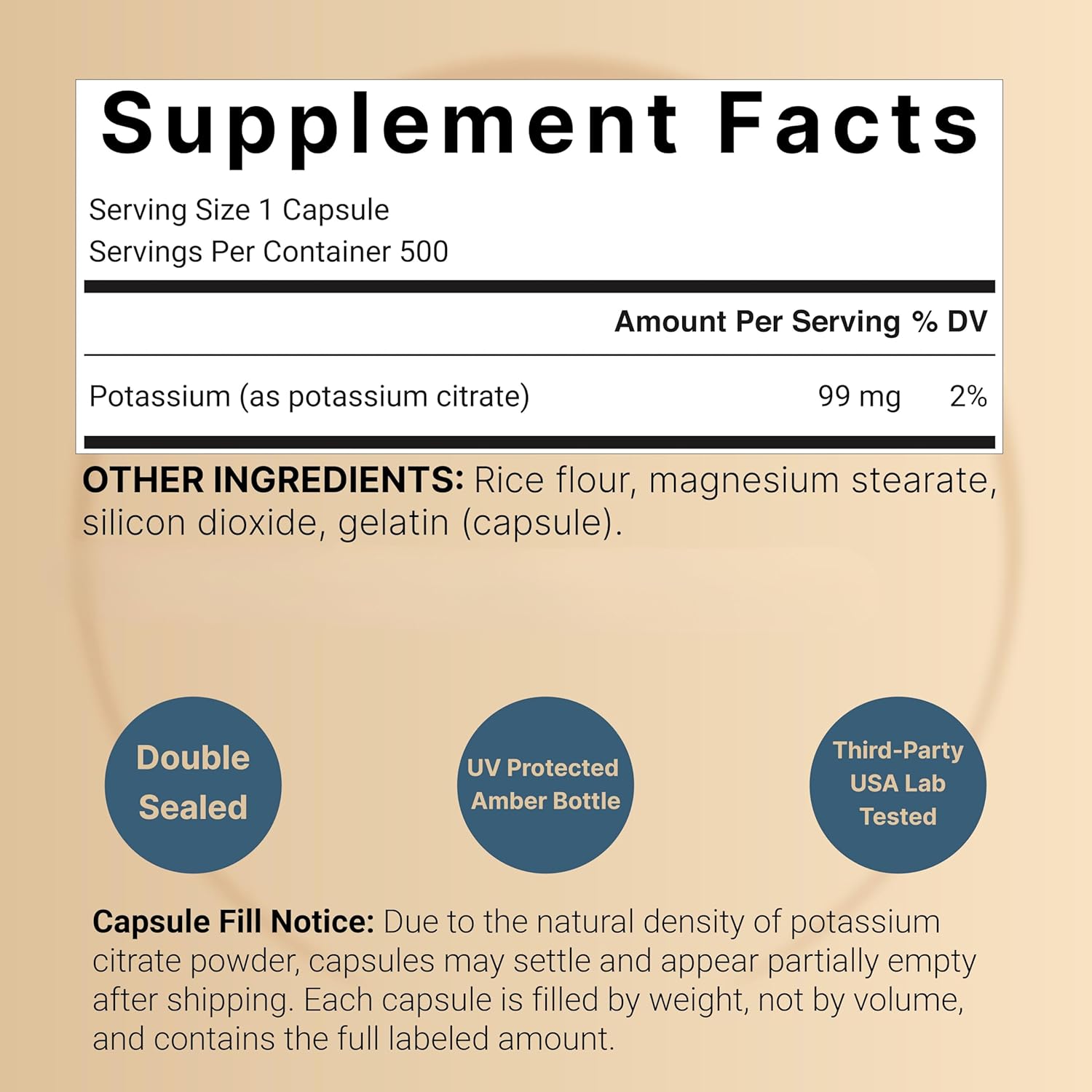 NatureBell Potassium Citrate 99mg, 500 Capsules - Chelated Mineral Supplements - Non-GMO, Gluten Free - PrimeBioHealth - canada supplements