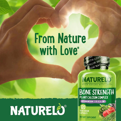 NATURELO Calcium Supplement - with Vitamin C, Vitamin D3, K2, and Calcium Magnesium Zinc for Bone Strength with Calcium 600mg - Plant-Based, 120 Vegetarian Capsules - PrimeBioHealth - canada supplements