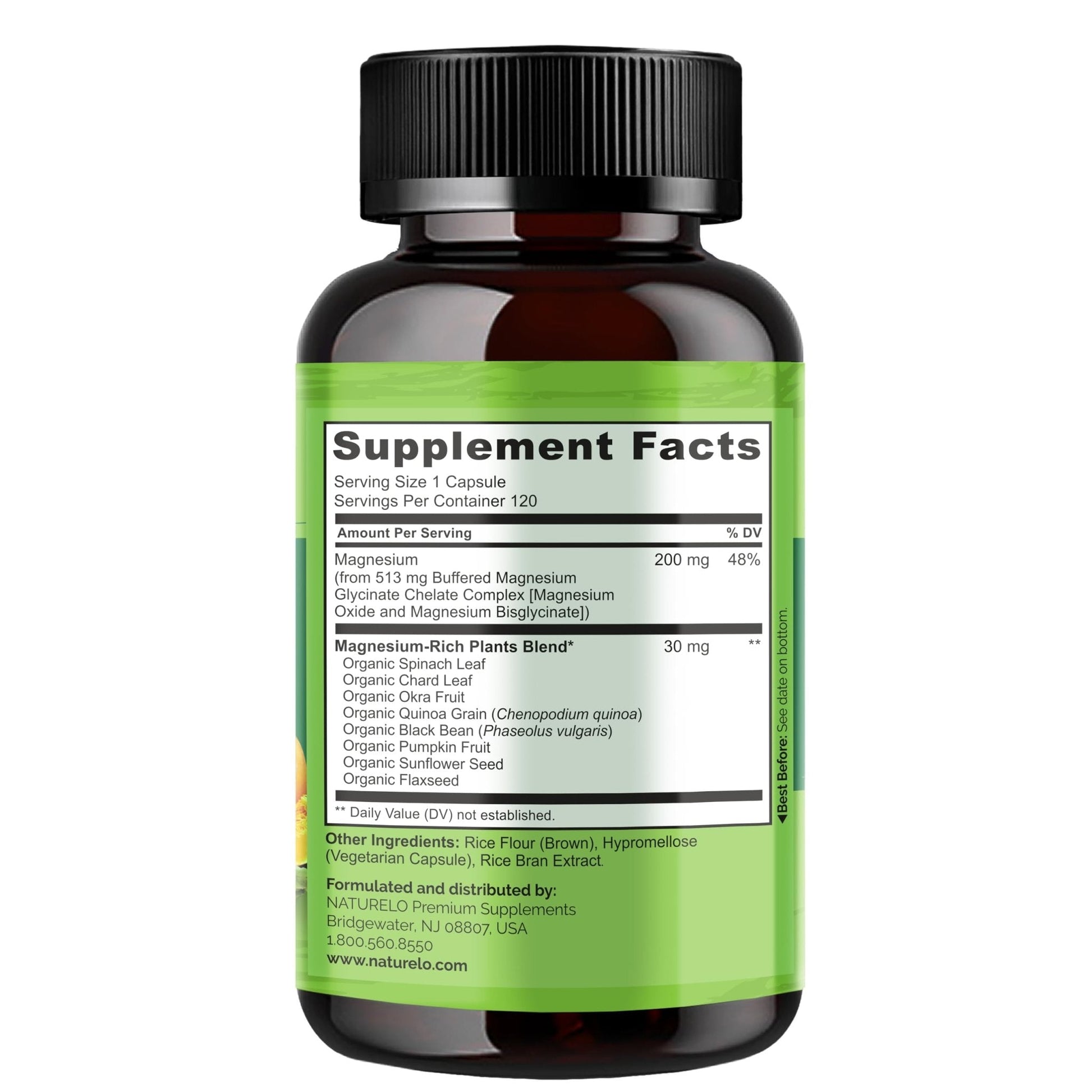 NATURELO Magnesium Glycinate Chelate Complex - 200 mg Magnesium with Organic Vegetables to Support Sleep, Calm, Muscle Cramp & Stress Relief - PrimeBioHealth - canada supplements