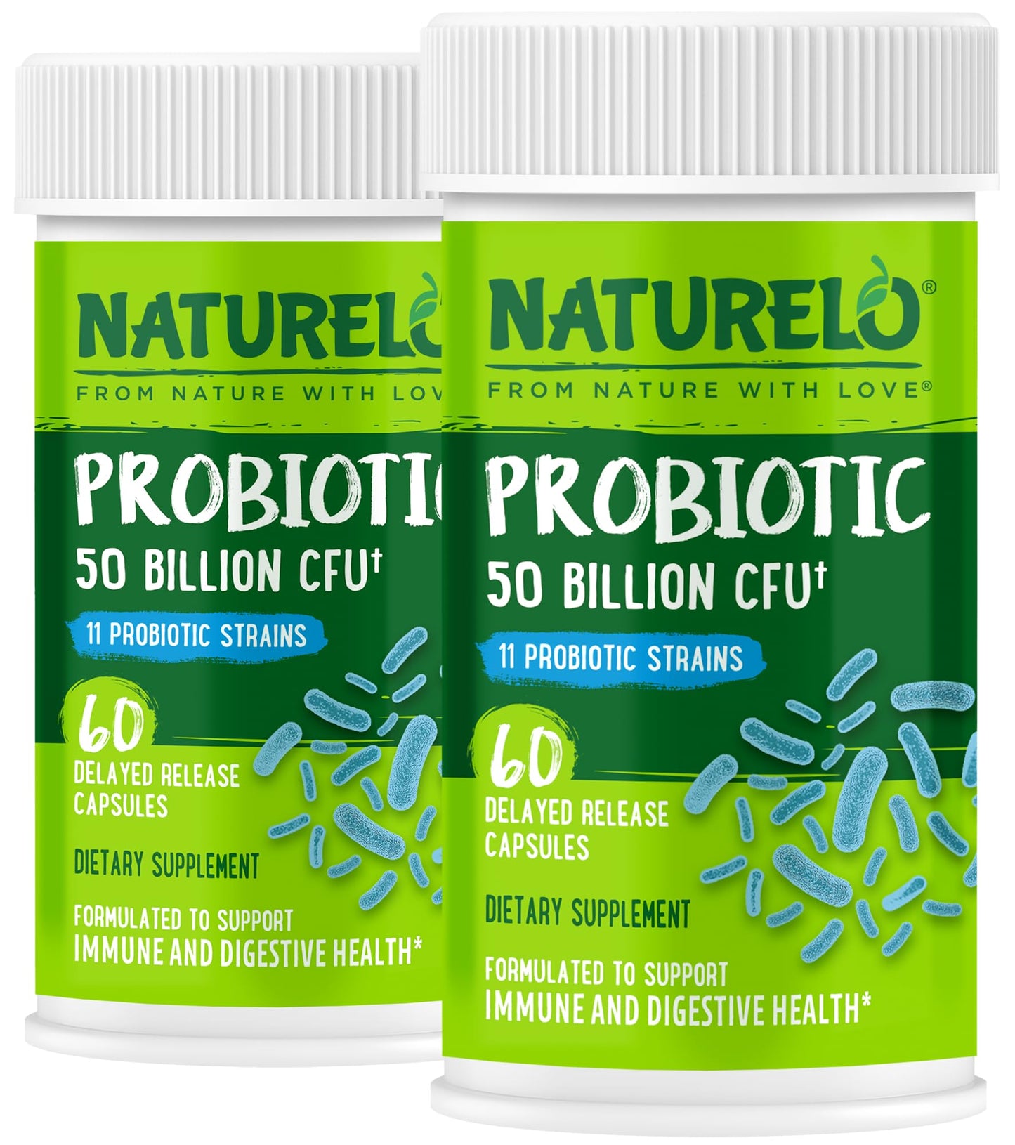 NATURELO Probiotics for Digestive Health - 50 Billion CFU, 11 Strains, Daily Use Supplement - Boosts Immune System, Delayed Release, - PrimeBioHealth - canada supplements