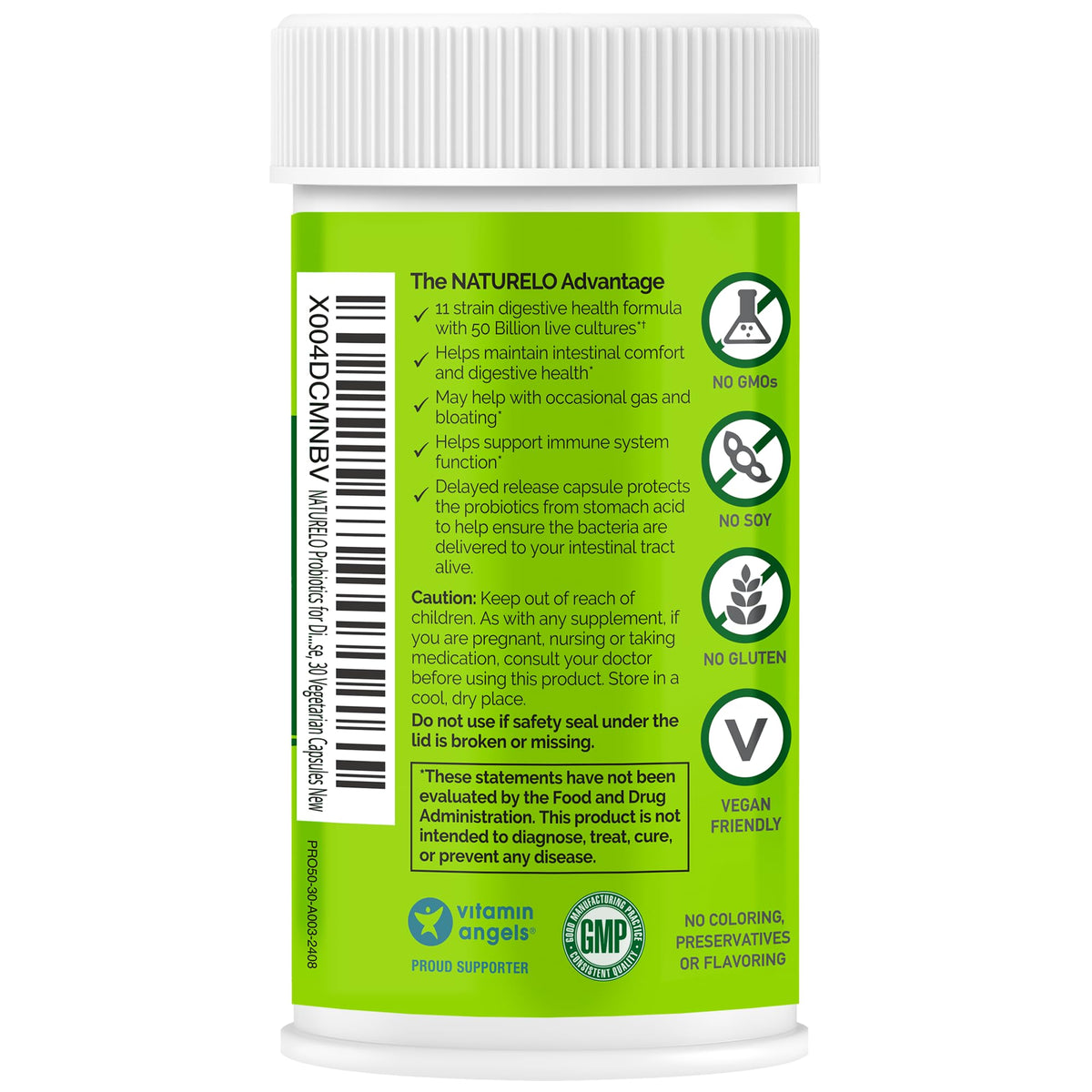 NATURELO Probiotics for Digestive Health, 50 Billion CFU, 30 Vegetarian Capsules, 11 Strains, Daily Use Supplement, Delayed Release, No-Fridge, Helps Boost Immune System, - PrimeBioHealth - canada supplements