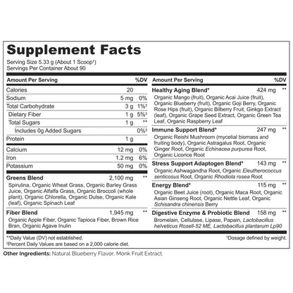 NATURELO Raw Greens Superfood Powder 480 Grams, Mixed Berry - Supports Energy, Immunity and Detox - Includes Spirulina, Wheat Grass and Organic - PrimeBioHealth - canada supplements