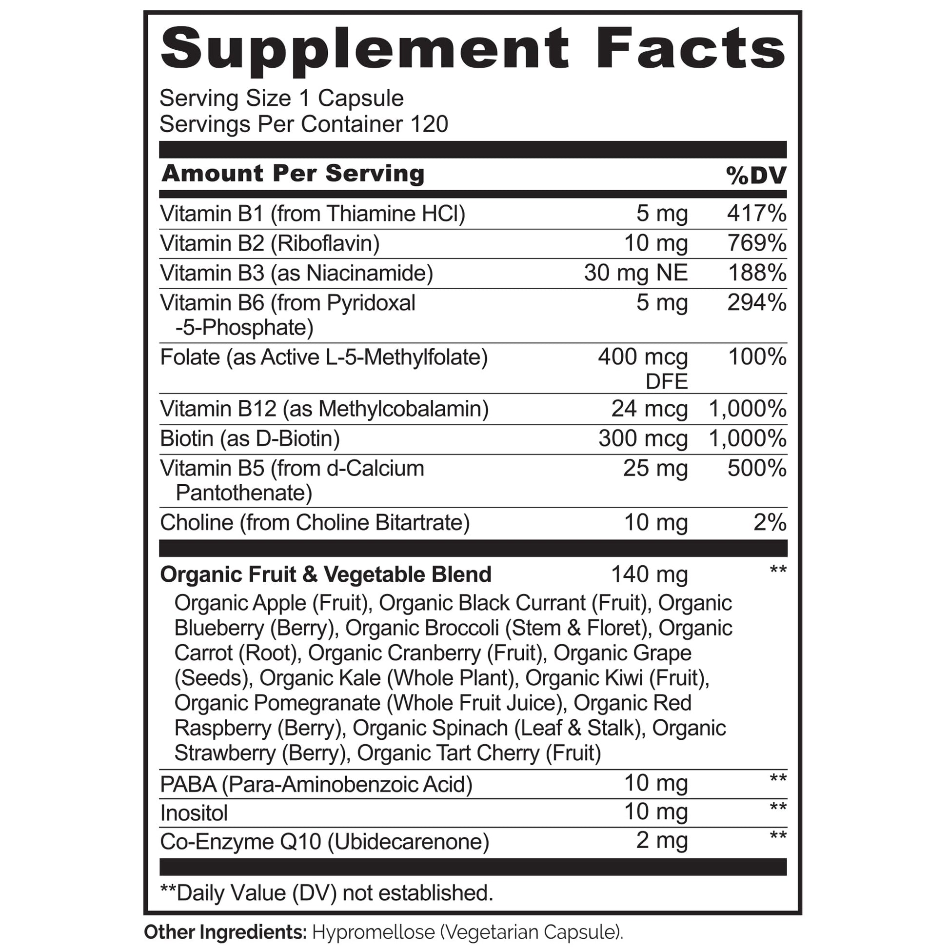 NATURELO Vitamin B Complex,120 Capsules, Vegan, CoQ10, Methyl Folate, Biotin, Fruit & Veg Blend, Supports Energy and Healthy Stress Response - PrimeBioHealth - canada supplements