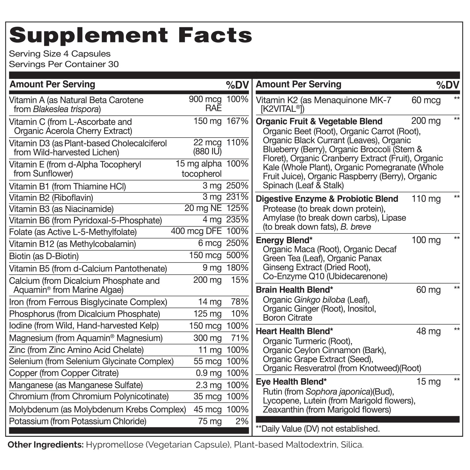 NATURELO Whole Food Multivitamin for Women - with Vitamins, Minerals, & Organic Extracts - Supplement for Energy and Heart Health - PrimeBioHealth - canada supplements