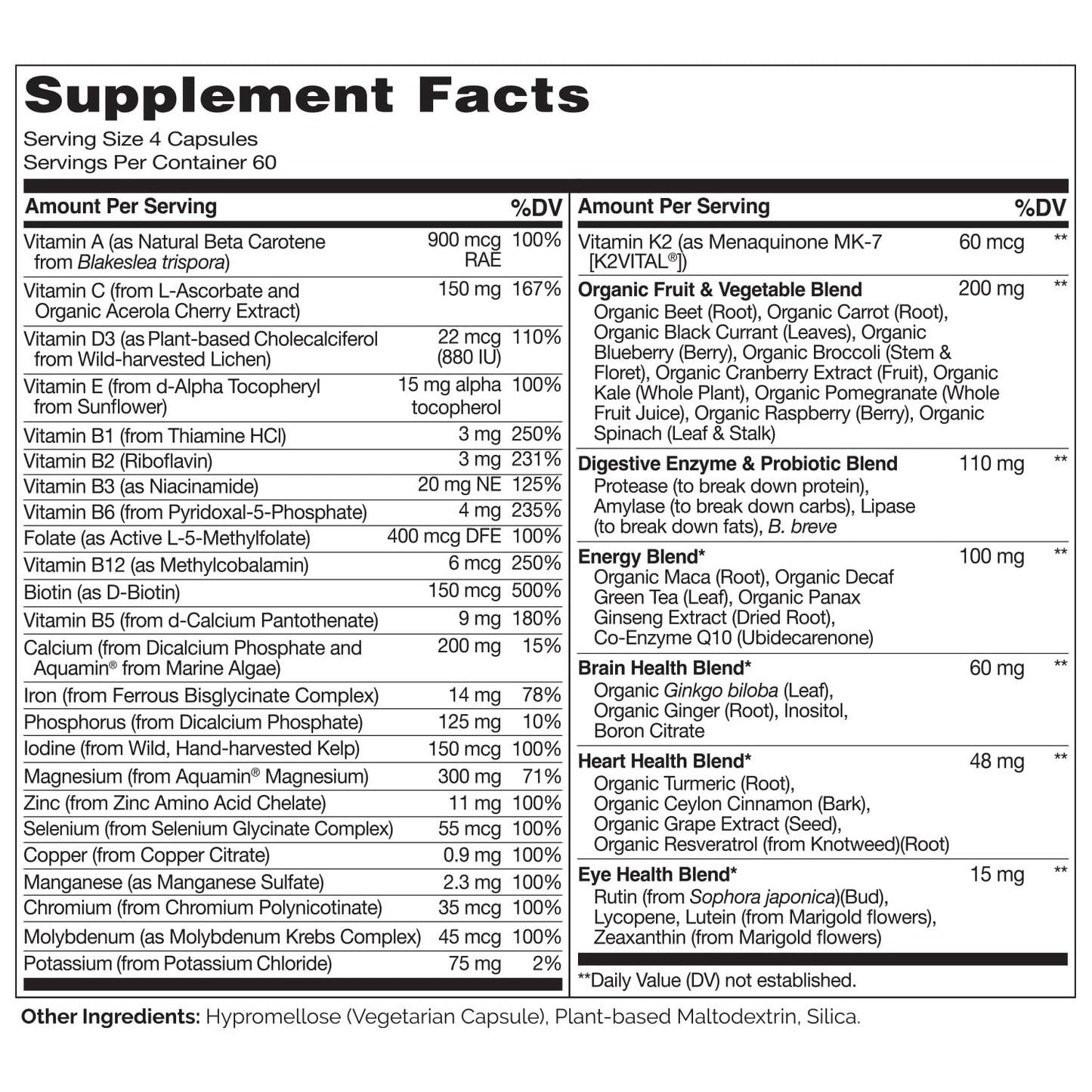 NATURELO Whole Food Multivitamin for Women - with Vitamins, Minerals, & Organic Extracts - Supplement for Energy and Heart Health - PrimeBioHealth - canada supplements