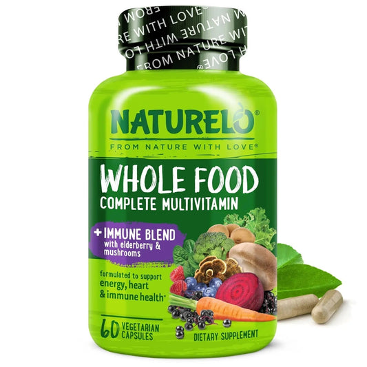 NATURELO Whole Food Multivitamin + Immune Blend with Elderberry & Mushrooms - Complete Multivitamin with Extra Immune Support - PrimeBioHealth - canada supplements