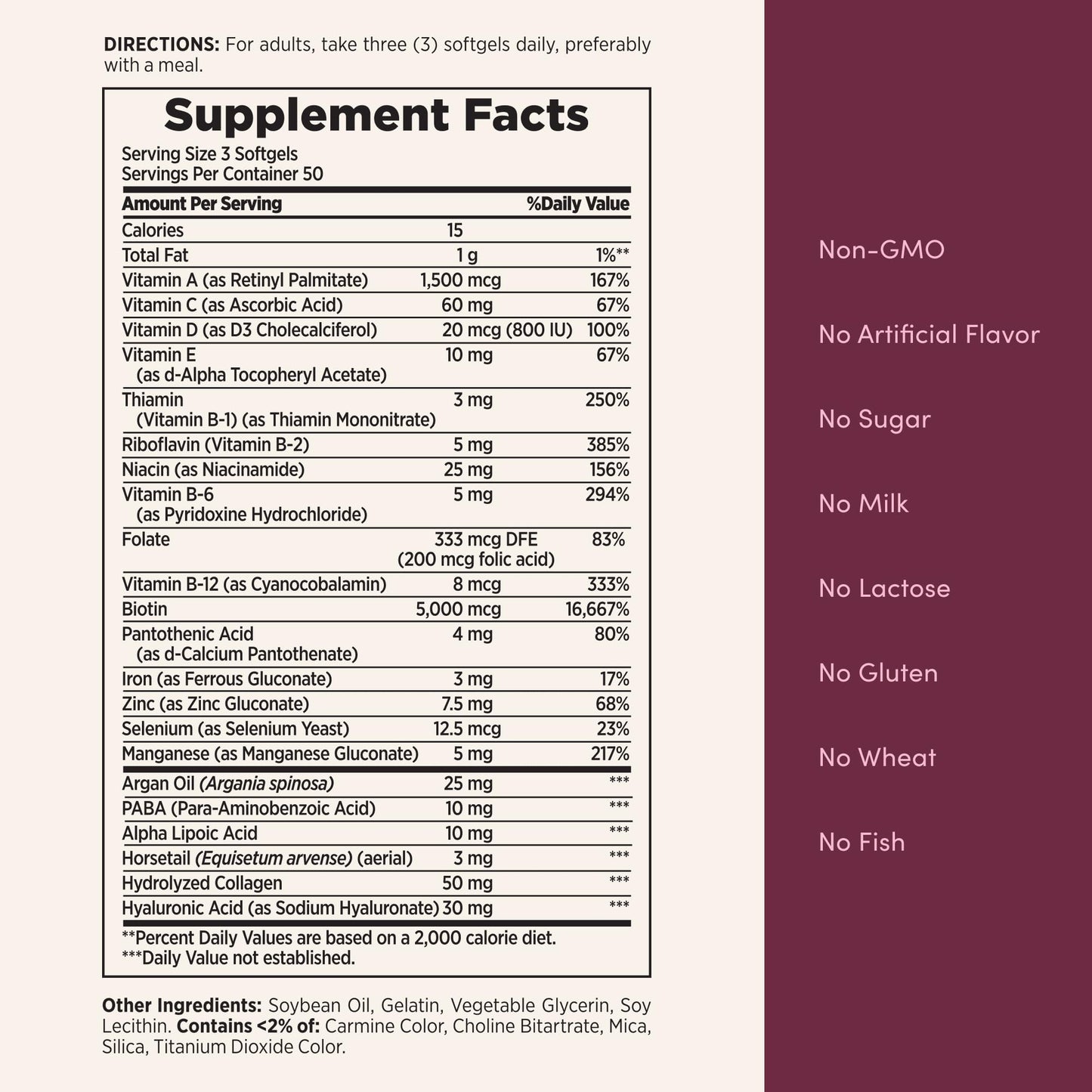 Nature's Bounty Advanced Hair, Skin & Nails, Argan-Infused Vitamin Supplement with Biotin and Hyaluronic Acid, 150 Rapid Release Softgels, 50 Total Servings - PrimeBioHealth - canada supplements
