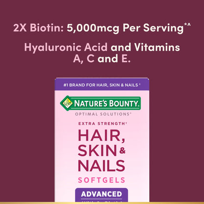 Nature's Bounty Advanced Hair, Skin & Nails, Argan-Infused Vitamin Supplement with Biotin and Hyaluronic Acid, 150 Rapid Release Softgels, 50 Total Servings - PrimeBioHealth - canada supplements