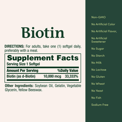 Nature's Bounty Biotin Hair Skin and Nails Vitamins, Supports Healthy Hair, Skin and Nails, 10,000 mcg, 120 Softgels (Pack of 1) - PrimeBioHealth - canada supplements