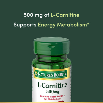 Nature's Bounty L-Carnitine, Supports Heart Health & Fat Metabolism, Amino Acid Supplement, 500 mg, 30 Tablets - PrimeBioHealth - canada supplements