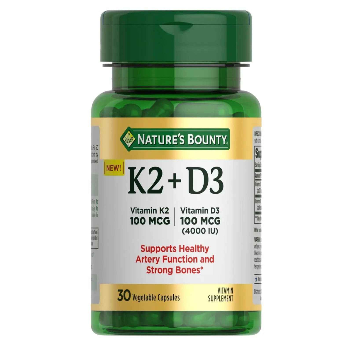 Nature’s Bounty Vitamin D3 K2 Supplement, 4000 IU Vitamin D3 plus 100 mcg of Vitamin K Supplements
