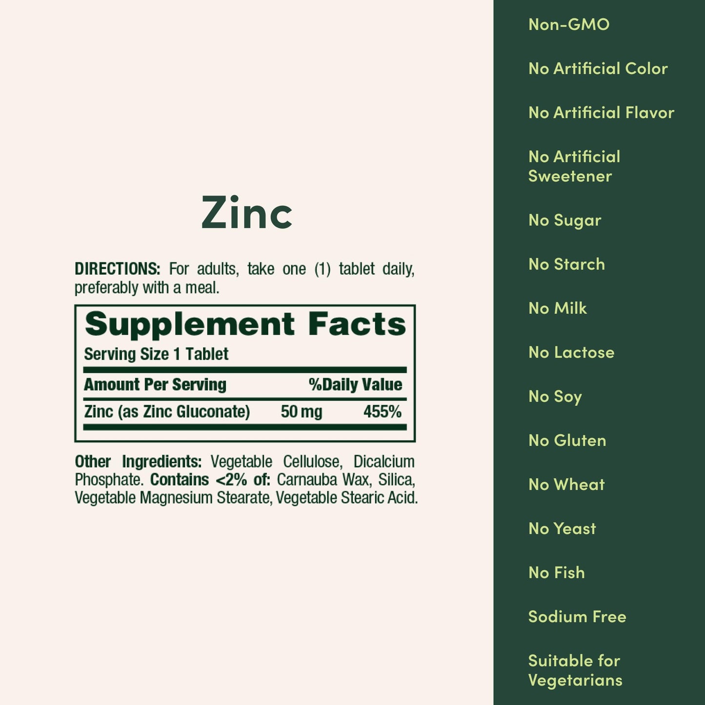 Nature’s Bounty Zinc 50mg, Immune Support & Antioxidant Supplement, Promotes Skin Health, 1 Caplet Per Day, Gluten Free, 250 Vegetarian Caplets - PrimeBioHealth - canada supplements