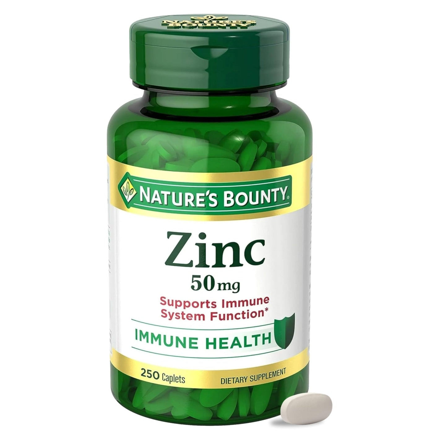 Nature’s Bounty Zinc 50mg, Immune Support & Antioxidant Supplement, Promotes Skin Health, 1 Caplet Per Day, Gluten Free, 250 Vegetarian Caplets - PrimeBioHealth - canada supplements