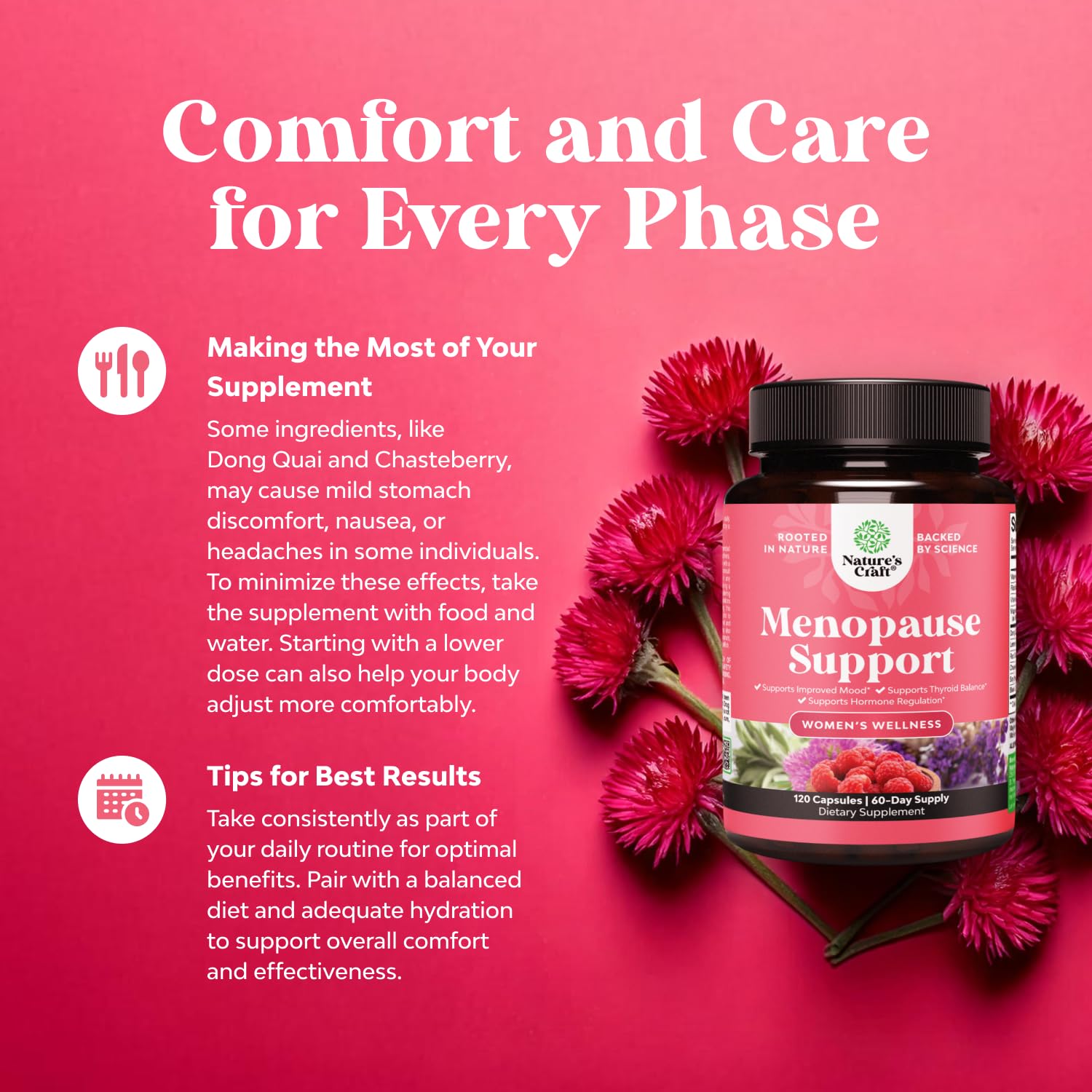 Natures Craft Complete Herbal Menopause Supplement for Women - Female Hormone Balance Capsules for Night Sweats Hot Flashes & Mood Swings with Dong Quai - PrimeBioHealth - canada supplements