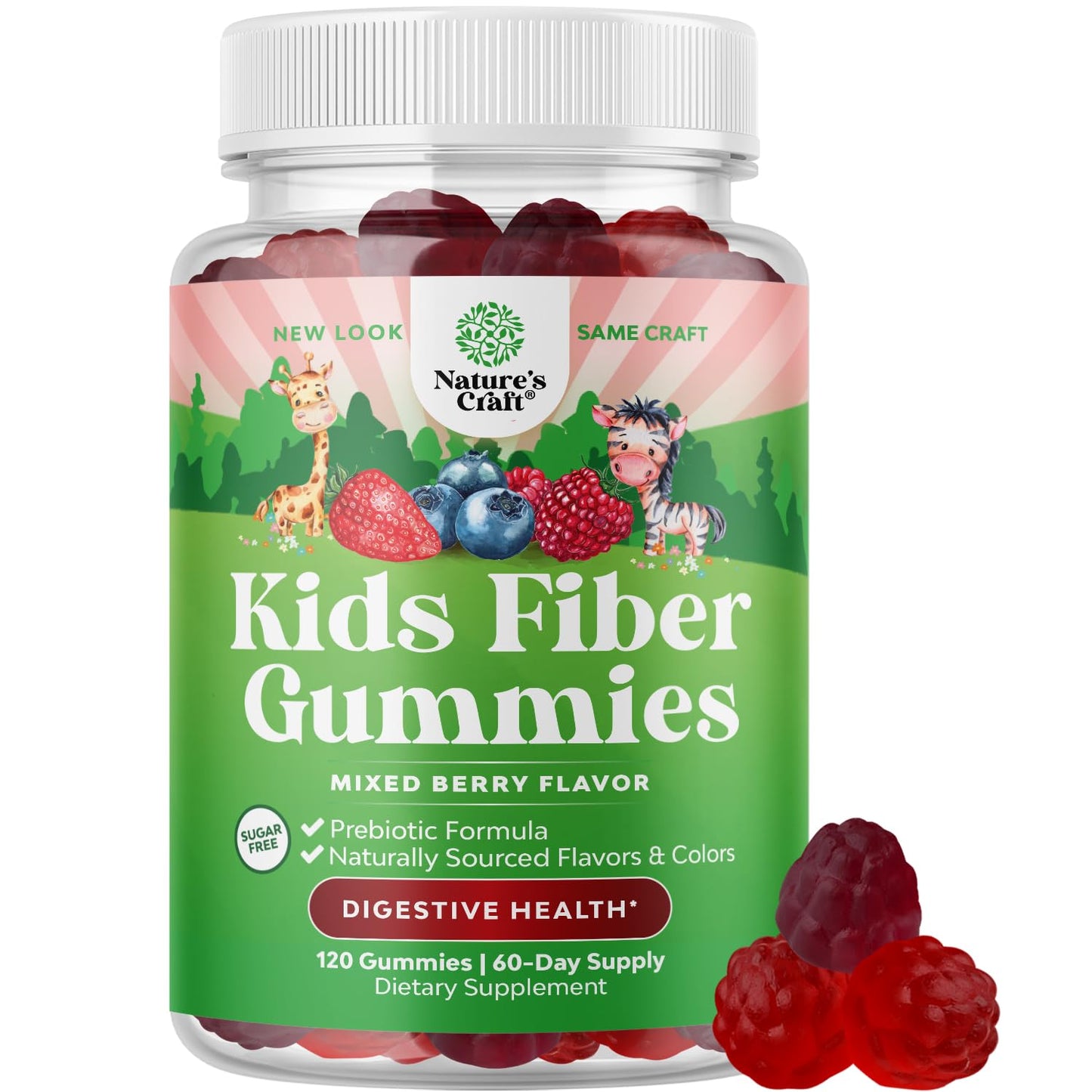 Natures Craft High Prebiotic Fiber Gummies for Kids - Dietary Fiber Supplements for Digestion & Constipation - Chicory Root Kids Immune Gummies - Non-GMO - PrimeBioHealth - canada supplements