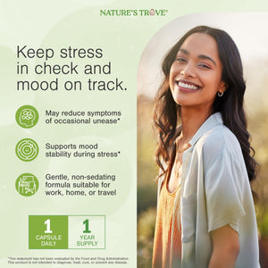 Nature's Trove L-Theanine 200mg Super Value Size - 365 Vegetarian Capsules - PrimeBioHealth - canada supplements