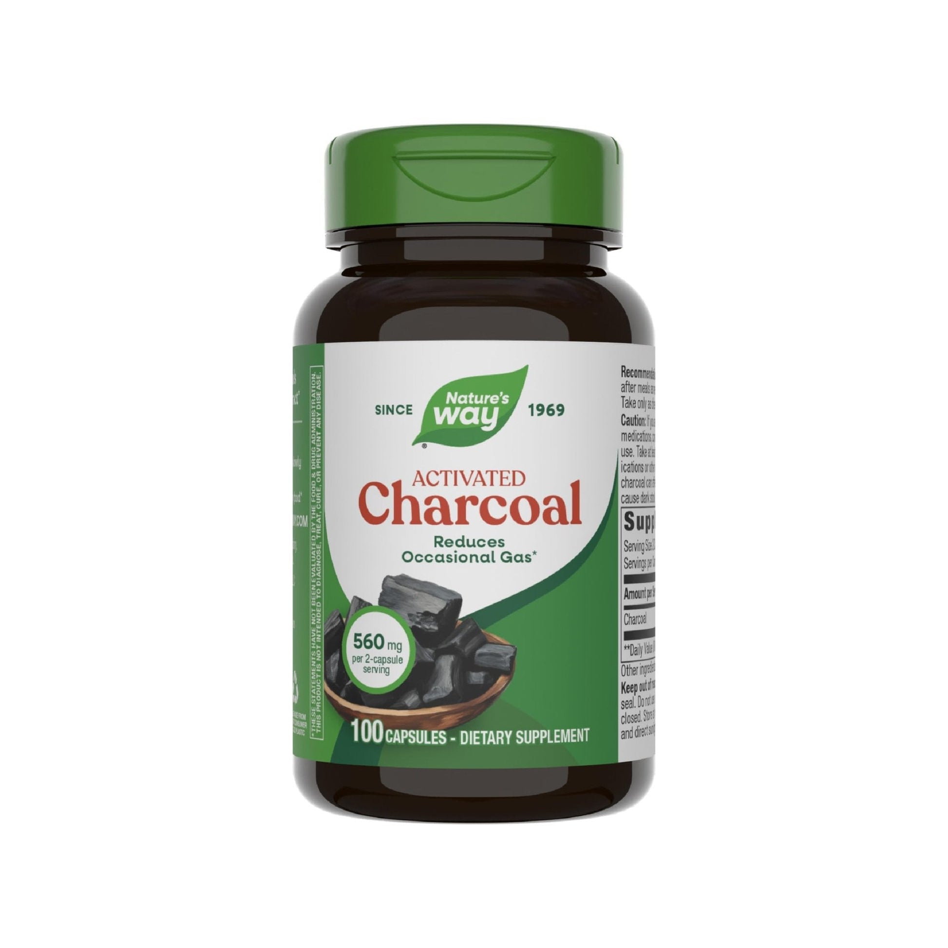 Nature's Way Activated Charcoal, Binds Unwanted Materials and Gas in the Digestive Tract*, 560 mg per 2-Capsule Serving, - PrimeBioHealth - canada supplements